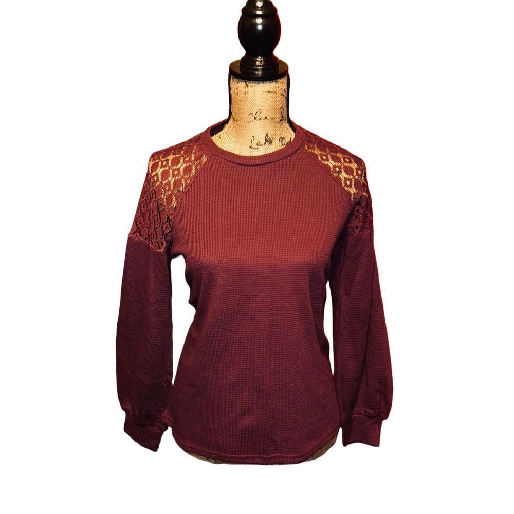 NWT ePretty Maroon Long Sleeve Thermal‎ Top Women's Size Small